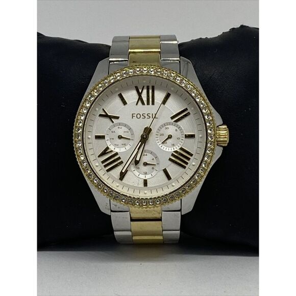 Fossil AM4543 Women's Two Tone Stainless Steel Analog Dial Quartz Watch RQ166 - Picture 1 of 12